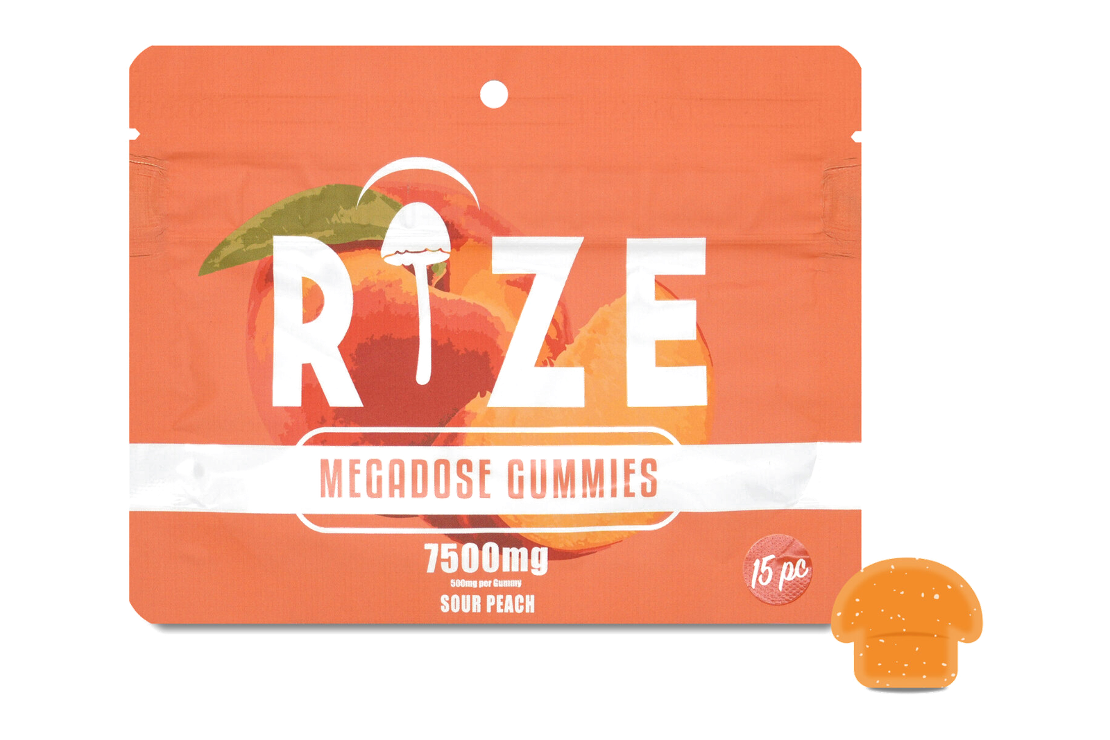 Rize Sour Peach Megadose Gummies