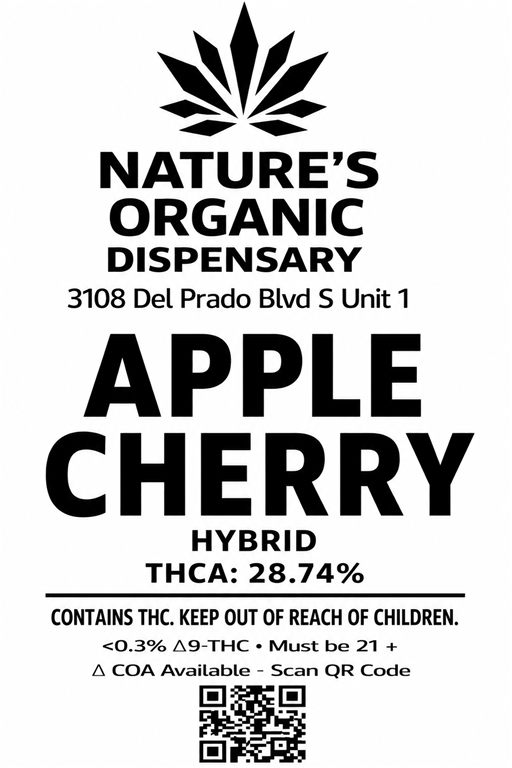 Complete supplied label for Apple Cherry Cream