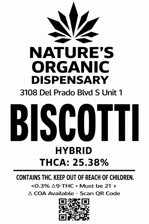 Complete supplied label for Biscotti