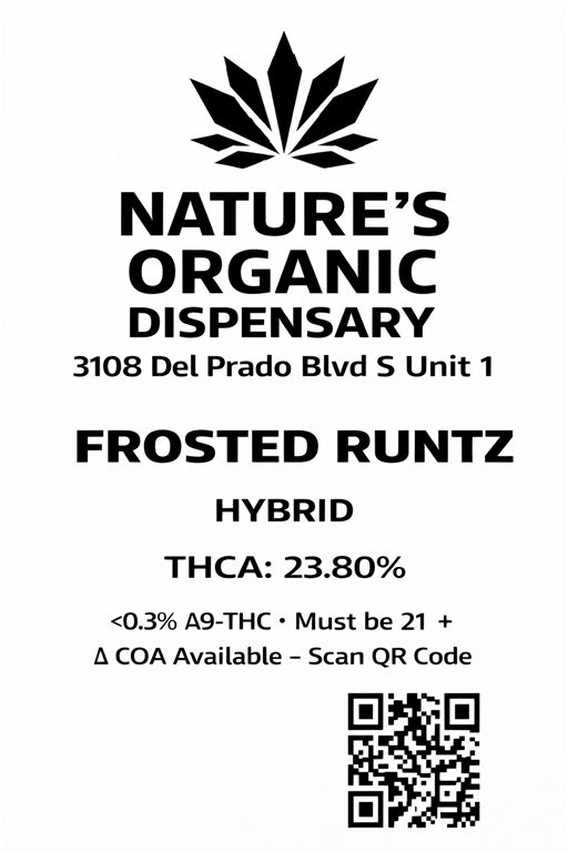 Complete supplied label for Frosted Runtz