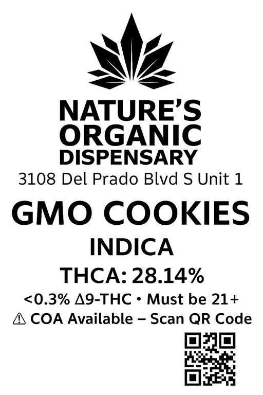 Complete supplied label for GMO Cookies