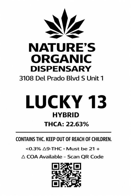 Complete supplied label for Lucky 13