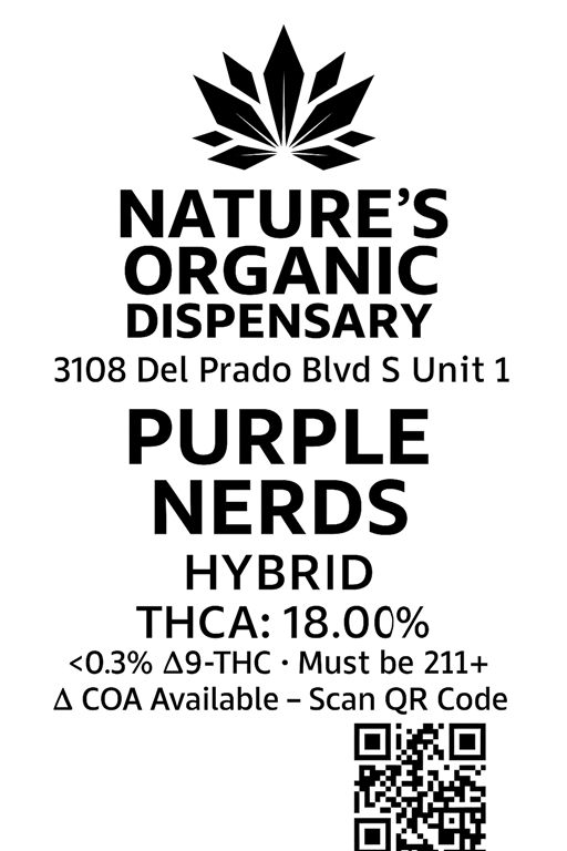 Complete supplied label for Purple Nerds