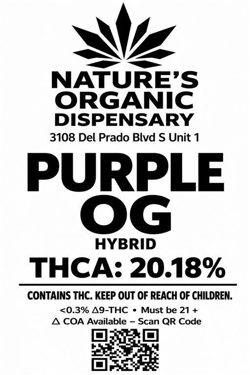 Complete supplied label for Purple OG