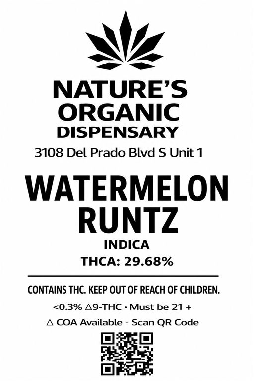 Complete supplied label for Watermelon Runtz