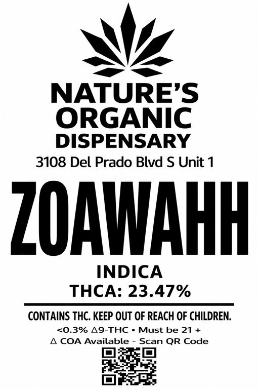 Complete supplied label for Zowahh