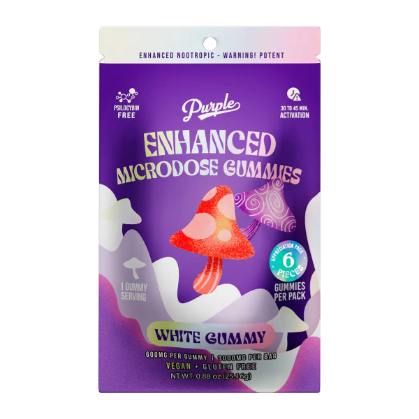Purple Mushroom Enhanced Microdose Gummies White Gummy
