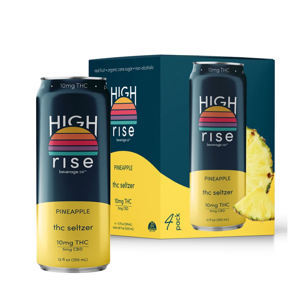 High Rise Pineapple 10mg THC Seltzer 4 Pack